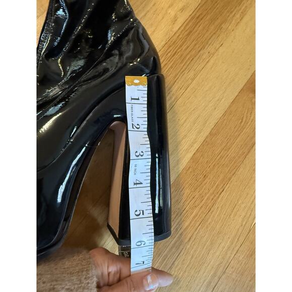 Schutz Black Patent Leather Platform 6” Heel Over Knee Boots 8 Sexy Pretty Woman - Picture 9 of 10